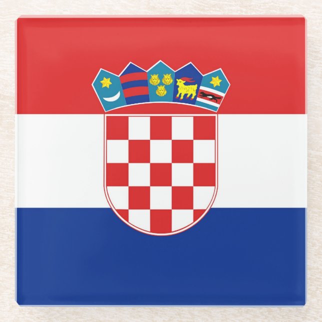 Posavasos De Vidrio Pascua de vidrio con bandera de Croacia (Anverso)