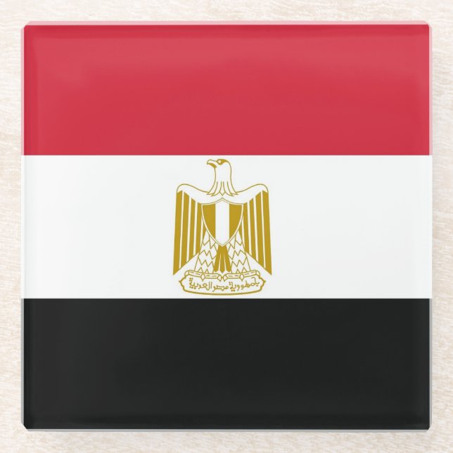 Posavasos De Vidrio Pascua de vidrio con bandera de Egipto (Anverso)