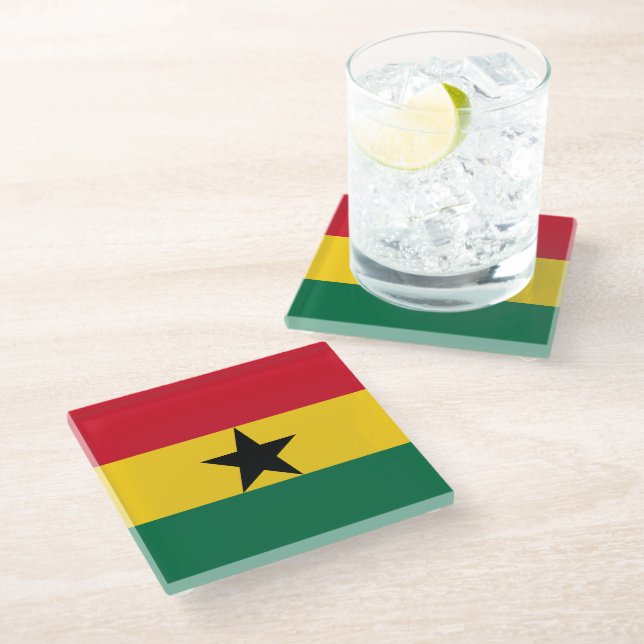 Posavasos De Vidrio Pascua de vidrio con bandera de Ghana (Angular)