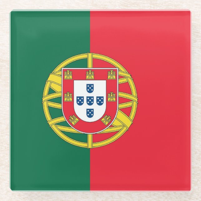 Posavasos De Vidrio Pascua de vidrio con bandera de Portugal (Anverso)