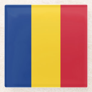 Posavasos De Vidrio Pascua de vidrio con bandera de Rumania