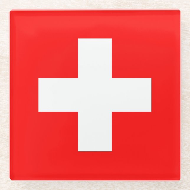 Posavasos De Vidrio Pascua de vidrio con bandera de Suiza (Anverso)