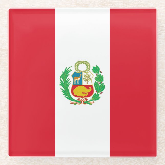 Posavasos De Vidrio Pascua de vidrio con bandera del Perú (Anverso)
