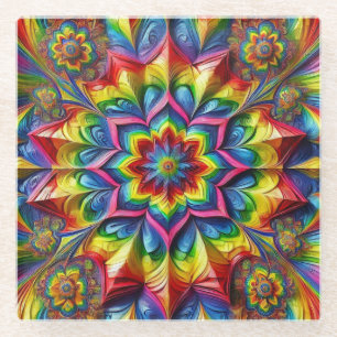 Posavasos De Vidrio Pascua de vidrio con colores LGBTQ