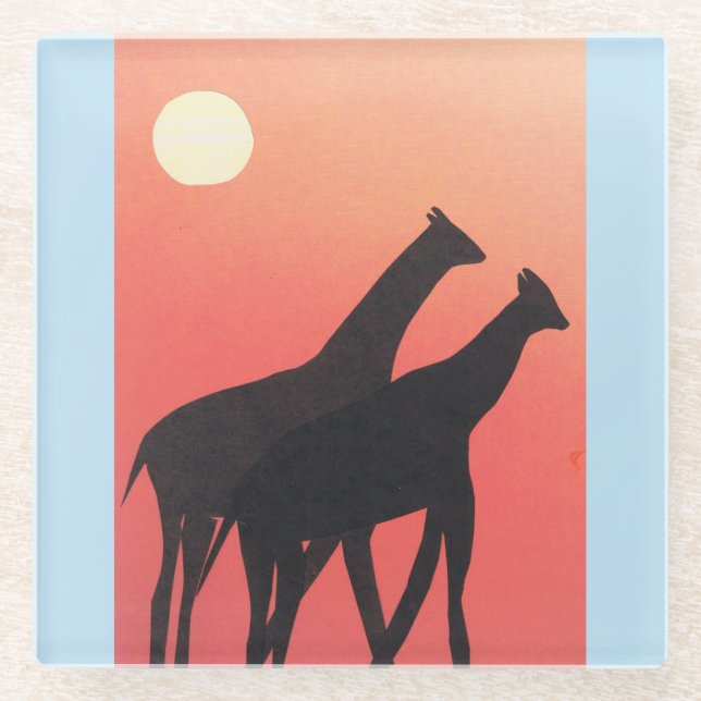 Posavasos De Vidrio Pascua de vidrio con diseño de jirafa (Anverso)