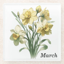 Pascua de vidrio Daffodil y Trivet de Marzo
