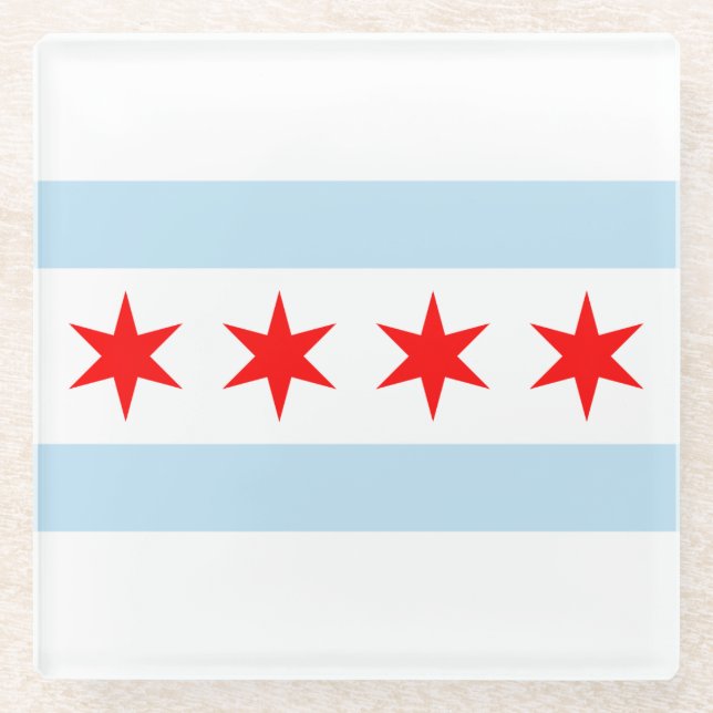 Posavasos De Vidrio Pascua de vidrio de Bandera de Chicago (Anverso)