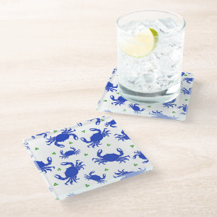 Posavasos De Vidrio Pascua de vidrio de cangrejo azul