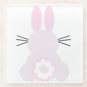 Posavasos De Vidrio Pascua de vidrio de conejo rosa pálido de Pascua