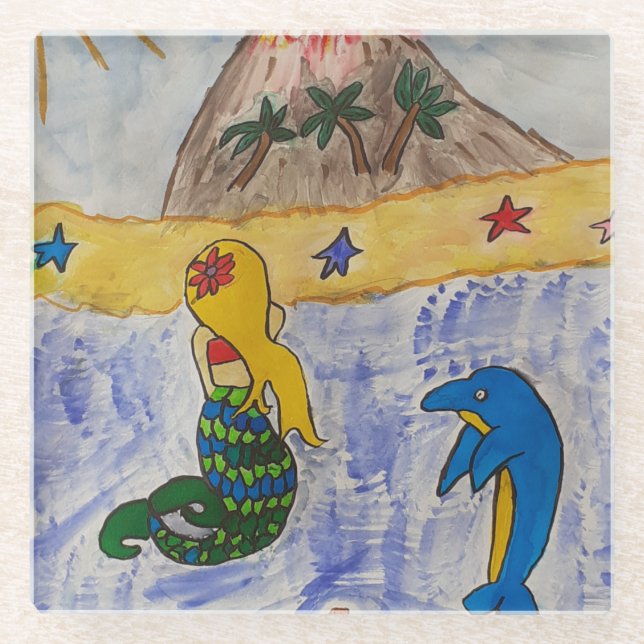 Posavasos De Vidrio Pascua de vidrio de Isla de la Sirena (Anverso)