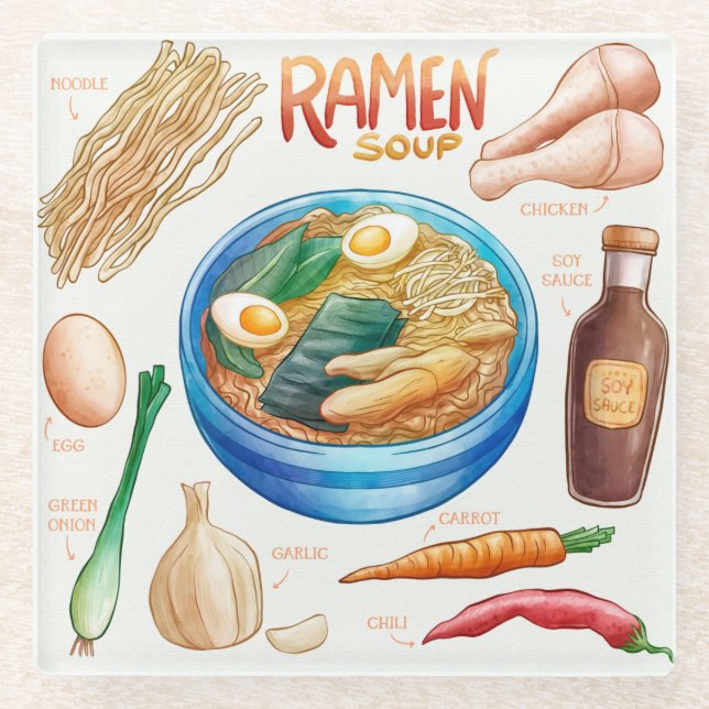 Posavasos De Vidrio Pascua de vidrio de la receta Ramen (Anverso)