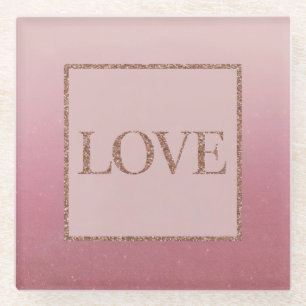 Posavasos De Vidrio Pascua De Vidrio De Lujo Rosa Ombre Rosa De Oro