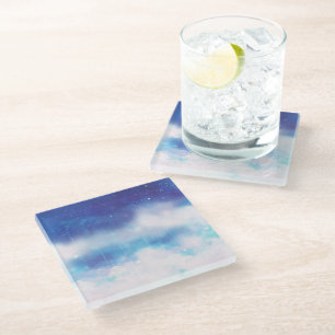 Posavasos De Vidrio Pascua de vidrio de nebulosa azul celeste