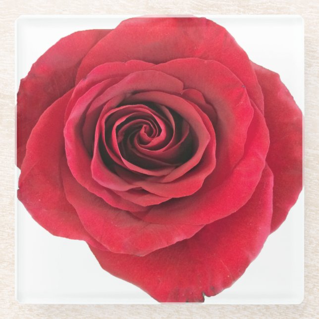 Posavasos De Vidrio Pascua de vidrio de rosa rojo (Anverso)