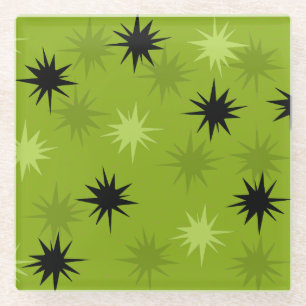 Posavasos De Vidrio Pascua de vidrio de Starbursts Green Atómico