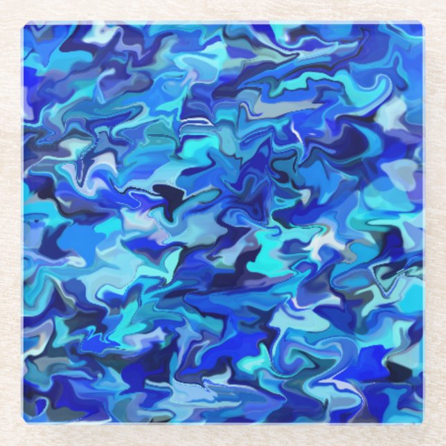 Posavasos De Vidrio Pascua De Vidrio De Swirl Azul (Anverso)