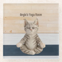 Pascua de vidrio de yoga para gato