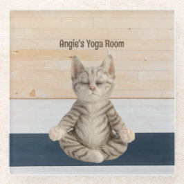 Posavasos De Vidrio Pascua de vidrio de yoga para gato