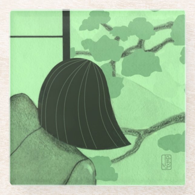 Posavasos De Vidrio Pascua de vidrio elegante de verano para Chica jap (Anverso)