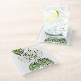 Posavasos De Vidrio Pascua de vidrio - Gardenia blanca