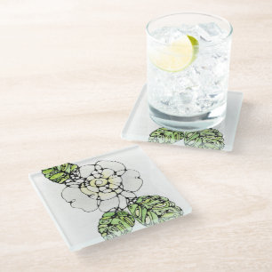Posavasos De Vidrio Pascua de vidrio - Gardenia blanca