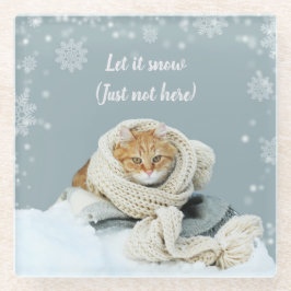 Posavasos De Vidrio Pascua De Vidrio Gato De Nieve