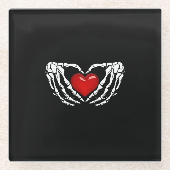 Posavasos De Vidrio Pascua De Vidrio, Manos De Esqueleto Alrededor Del (Anverso)