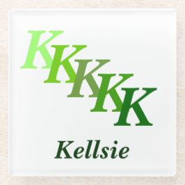 Posavasos De Vidrio Pascua de vidrio - Nombre verde e Iniciales