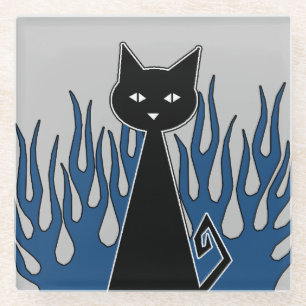 Posavasos De Vidrio Pascua de vidrio para gato negro