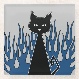 Posavasos De Vidrio Pascua de vidrio para gato negro