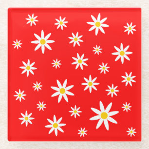 Posavasos De Vidrio Pascua De Vidrio Rojo Daisy