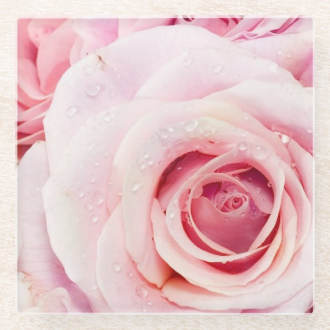 Posavasos De Vidrio Pascua de vidrio rosa rosa (Anverso)