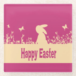 Posavasos De Vidrio Pascua feliz, liebre soñada