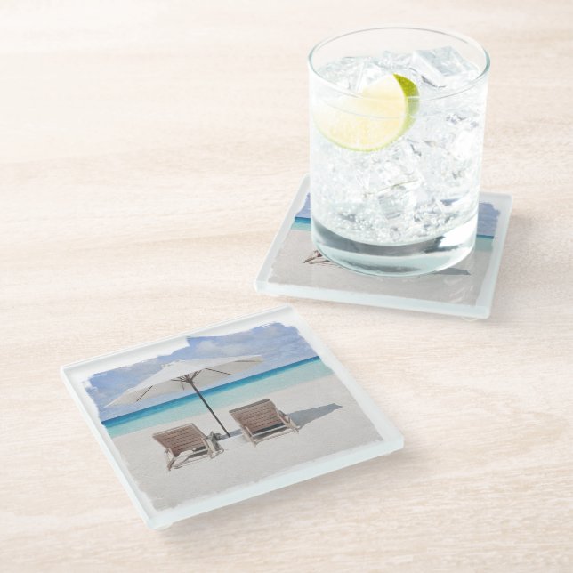 Posavasos De Vidrio Pascua, vidrio, tumbonas (Angular)