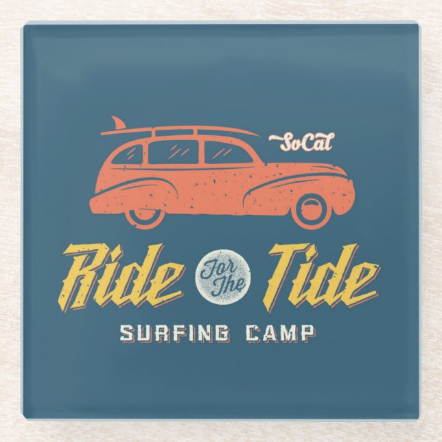 Posavasos De Vidrio Paseo de Socal para la marea (Anverso)