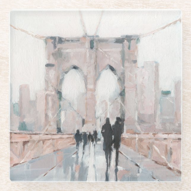 Posavasos De Vidrio Paseo matutino temprano - Nueva York (Anverso)