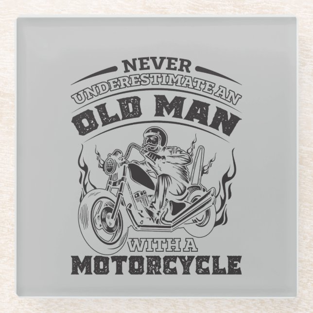 Posavasos De Vidrio Pasión del Viejo para motocicletas, divertida (Anverso)