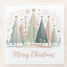 Posavasos De Vidrio Pastel Christmas Trees