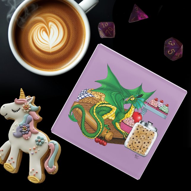 Posavasos De Vidrio Pastel de Dragón Verde (Subido por el creador)