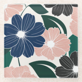 Posavasos De Vidrio Pastel de moda y escayola floral oscura