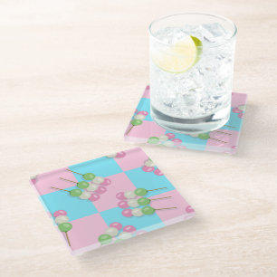 Posavasos De Vidrio Pastel rosa azul de la montaña rusa Dango