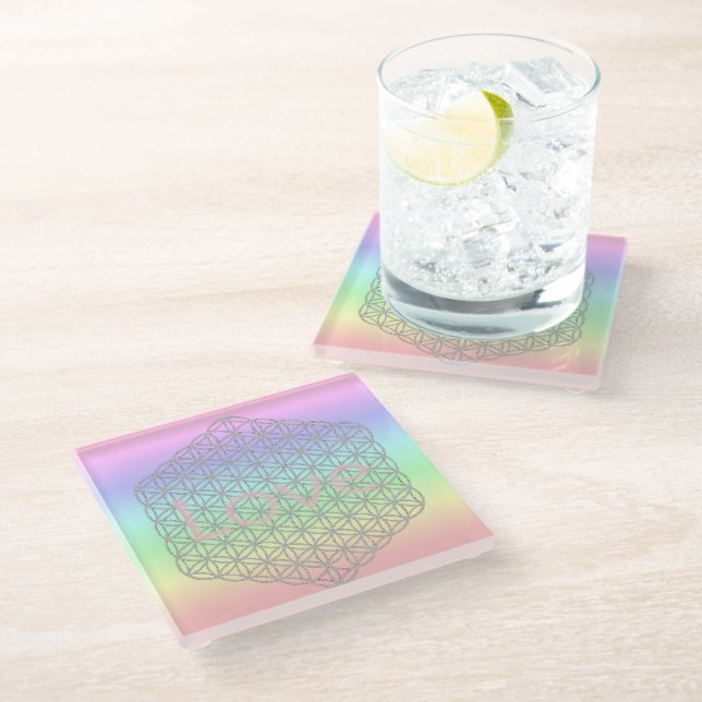 Posavasos De Vidrio Pastell Silver Mandala Energy  (Angular)