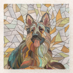 Posavasos De Vidrio Pastor Alemán - Arte Mosaico