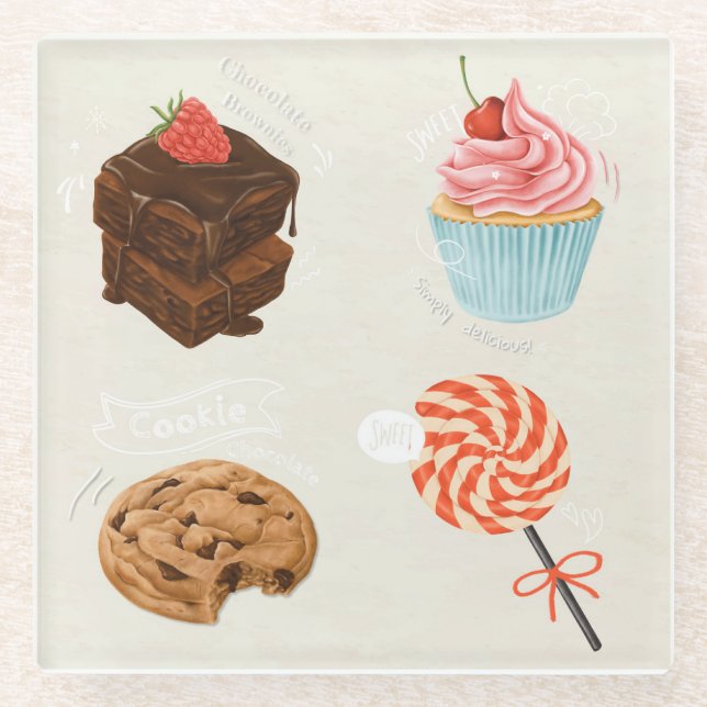 Posavasos De Vidrio Pastries Glass Coaster (Anverso)