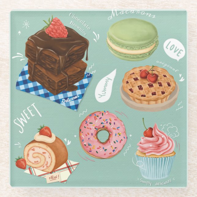 Posavasos De Vidrio Pastries Glass Coaster (Anverso)