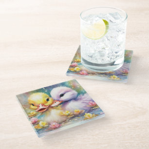 Posavasos De Vidrio Pato de aves arcoiris 4
