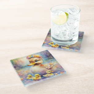 Posavasos De Vidrio Pato de las aves arcoiris 5