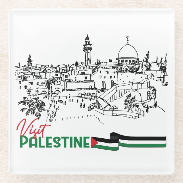 Posavasos De Vidrio Patrimonio y esperanza palestinos (Anverso)