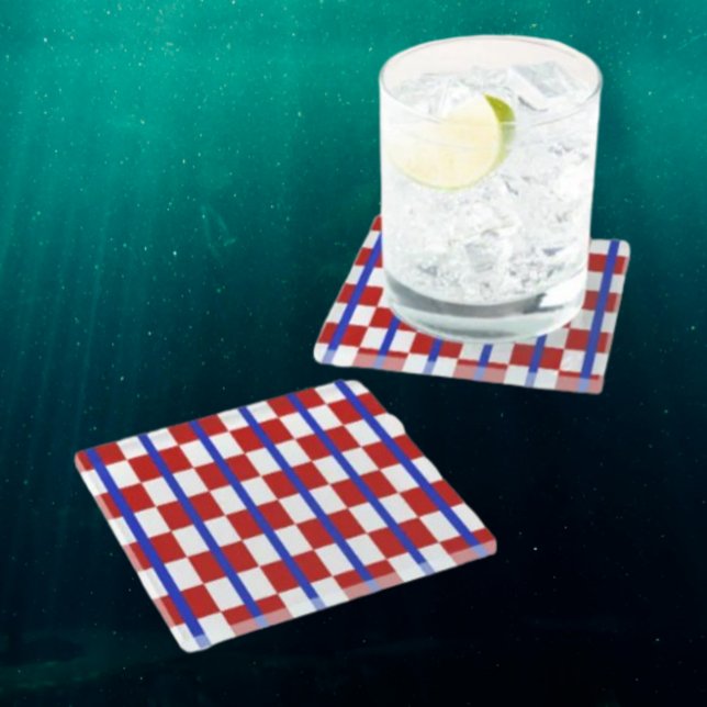 Posavasos De Vidrio Patriotic Checkerboard Drink Coaster (Subido por el creador)