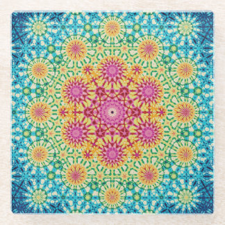 Posavasos De Vidrio Patrón 1 de manala geométrica de tinte de arcoiris